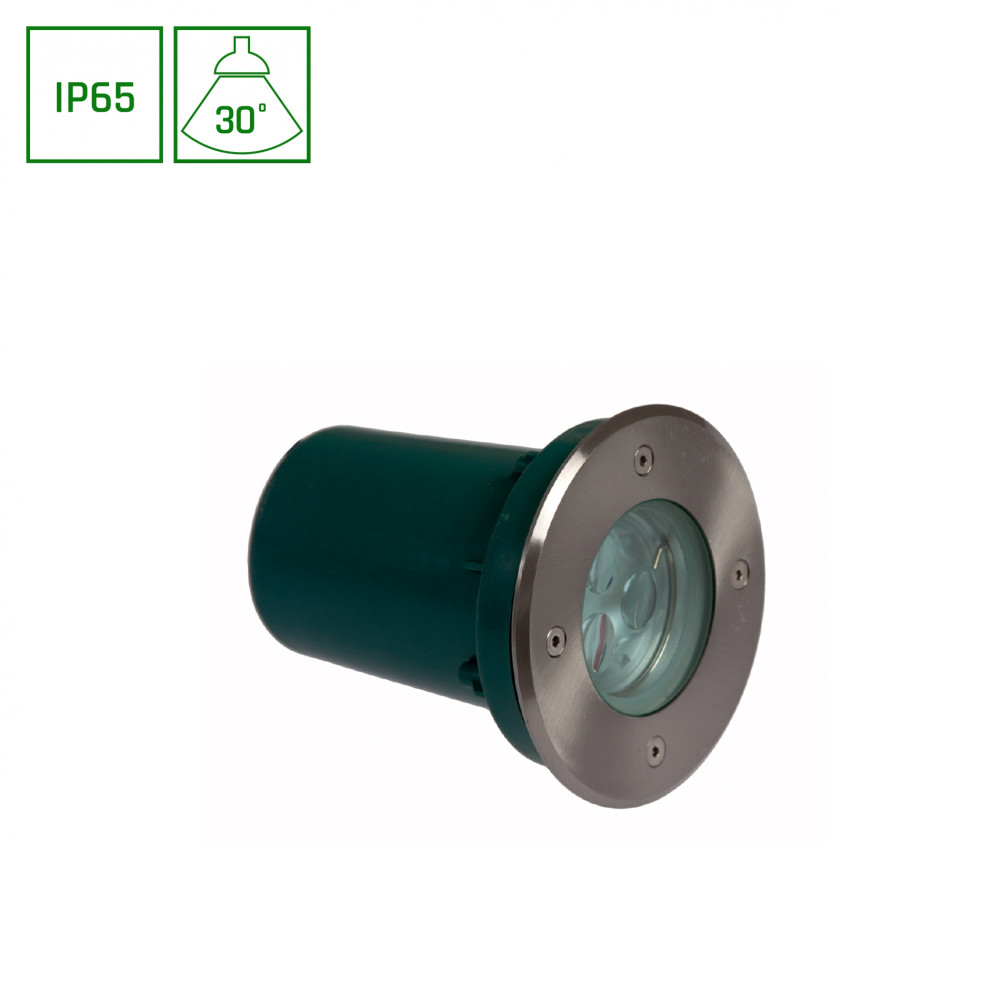SPECTRUM LED - LUKKA 3LED CREE  3W nájazdové svietidlo 30° IP65 230V Studená biela / 6000°K - Strieborné