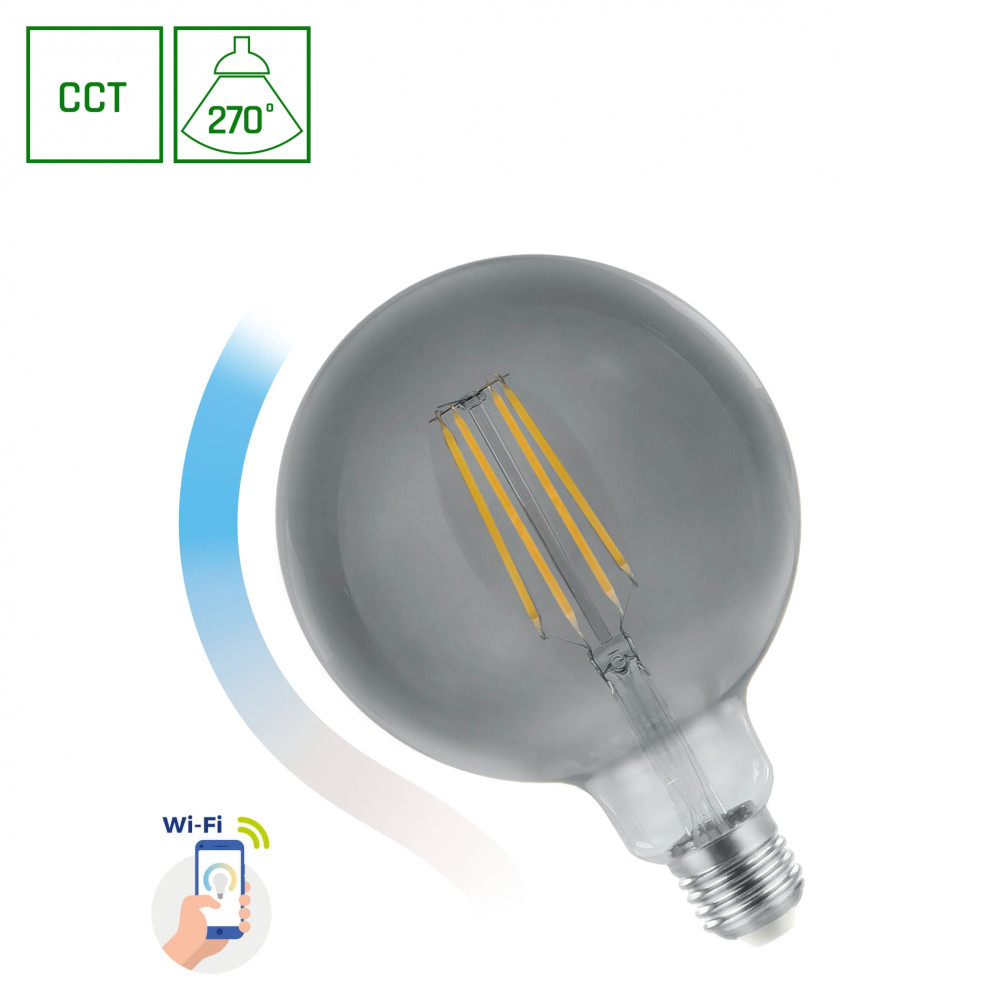 SPECTRUM - Žiarovka SMART MODERNSHINE - 4,9W - 1000lm - 270° - 230V - CCT(4000°K-6500°K)-DIMM - GLOB COG G125 E-27