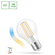 SPECTRUM - ŽiarovkaSMART CLEAR - 5W - 680lm - 220° - 230V - CCT-DIM WI-FI - COG GLS A60 E-27