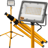 BERGE LED reflektor 50W + 140cm statív - neutrálna biela