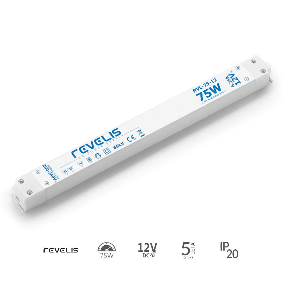 REVELIS - napájací zdroj typ RVL-75-12 – 75W - 12V DC REVELIS - napájací zdroj typ RVL-75-12 – 75W - 12V DC
