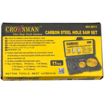 CROWNMAN Dierovacia píla na drevo s adaptérom Sada 11 ks + krabica