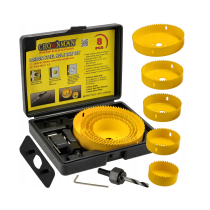 CROWNMAN Karbonizovaný dierovač na drevo s adaptérom Sada 8 ks + krabica