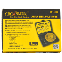CROWNMAN Karbonizovaný dierovač na drevo s adaptérom Sada 8 ks + krabica