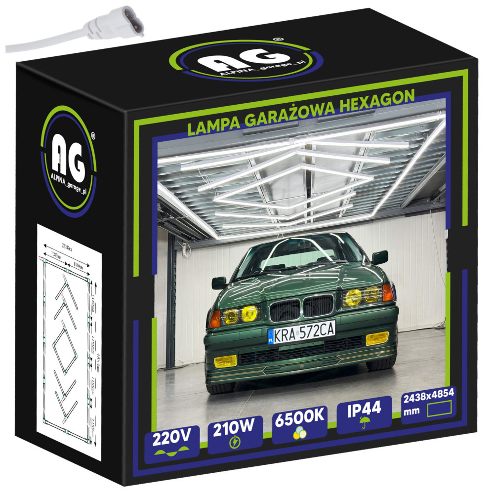 BERGE LED stropné svietidlo Hexagon IP44 - 210W - 110 lm/W - 243 x 485cm - studená biela