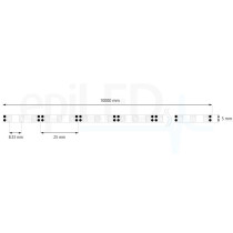 epiLED – 10m LED pásik EdgeStrip – 15W, 120xSMD, 5mm, IP20, 12V DC - Čistá biela (PW) / 5000°K