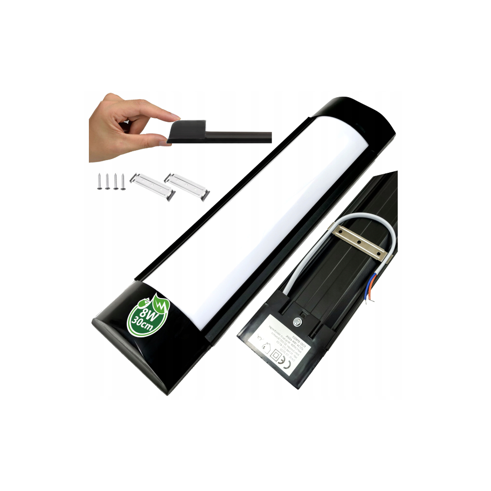 BERGE LED panel - 8W - 30cm - ČIERNA - studená biela