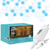 SPRINGOS - 500 LED (20m) svetelný záves CL0518 - ​​vnút./vonk. cencúľové svetielka modrá so studeným bielym blikaním