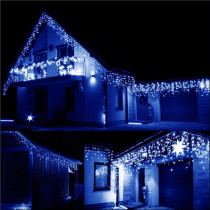 SPRINGOS - 500 LED (20m) svetelný záves CL0518 - ​​vnút./vonk. cencúľové svetielka modrá so studeným bielym blikaním