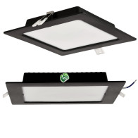 BERGE Štvorcový LED panel zapustený - čierny - 12W - PC - neutrálna biela