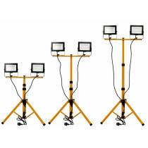 BERGE sada LED reflektor 2x 50W studená biela + 140cm statív + vypínač