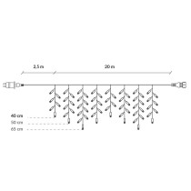 SPRINGOS - 500 LED (20m) svetelný záves CL0519 - ​​vnút./vonk. cencúľové svetielka viacfarebná so studeným bielym blikaním