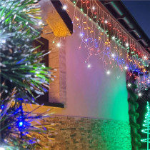 SPRINGOS - 500 LED (20m) girlandová svetelná reťaz, ​​vnút./vonk. cencúľové svetielka viacfarebná so studeným bielym blikaním