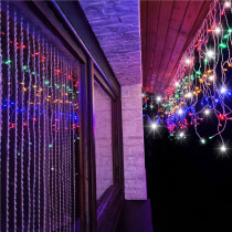 SPRINGOS - 500 LED (20m) girlandová svetelná reťaz, ​​vnút./vonk. cencúľové svetielka viacfarebná so studeným bielym blikaním