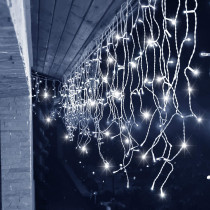 SPRINGOS - 500 LED (20m) svetelný záves CL0530 - ​​vnút./vonk. cencúľové svetielka studená biela so studeným bielym blikaním