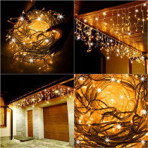 SPRINGOS - 500 LED (20m) vianočný svetelný záves CL0532 - ​​vnút./vonk. cencúľové svetielka teplá biela + studená biela