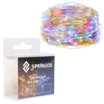 SPRINGOS - 20 LED (1,9m) vianočné nano LED svetielka z mikrodrôtov na 2xAA batérie - viacfarebné