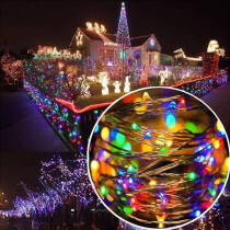 SPRINGOS - 20 LED (1,9m) vianočné nano LED svetielka z mikrodrôtov na 2xAA batérie - viacfarebné