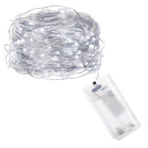 SPRINGOS - 20 LED (1,9m) vianočné nano LED svetielka z mikrodrôtov na 2xAA batérie - studená biela