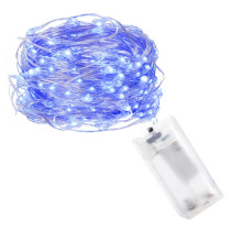 SPRINGOS - 20 LED (1,9m) vianočné nano LED svetielka z mikrodrôtov na 2xAA batérie - Modrá