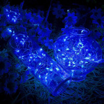 SPRINGOS - 20 LED (1,9m) vianočné nano LED svetielka z mikrodrôtov na 2xAA batérie - Modrá