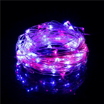 SPRINGOS - 20 LED (1,9m) vianočné nano LED svetielka z mikrodrôtov na 2xAA batérie - Ružová+Modrá
