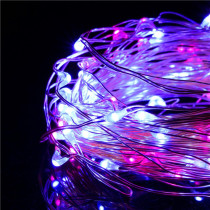 SPRINGOS - 20 LED (1,9m) vianočné nano LED svetielka z mikrodrôtov na 2xAA batérie - Ružová+Modrá