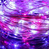 SPRINGOS - 20 LED (1,9m) vianočné nano LED svetielka z mikrodrôtov na 2xAA batérie - Ružová+Modrá