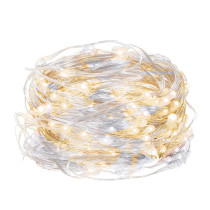 SPRINGOS - 20 LED (1,9m) vianočné nano LED svetielka z mikrodrôtov na 2xAA batérie - Studená biela + Teplá biela