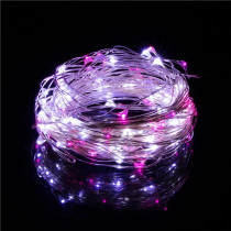 SPRINGOS - 20 LED (1,9m) vianočné nano LED svetielka z mikrodrôtov na 2xAA batérie - Studená biela + Ružová