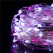 SPRINGOS - 20 LED (1,9m) vianočné nano LED svetielka z mikrodrôtov na 2xAA batérie - Studená biela + Ružová