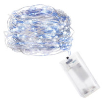 SPRINGOS - 20 LED (1,9m) vianočné nano LED svetielka z mikrodrôtov na 2xAA batérie - Studená biela + Modrá