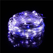 SPRINGOS - 20 LED (1,9m) vianočné nano LED svetielka z mikrodrôtov na 2xAA batérie - Studená biela + Modrá