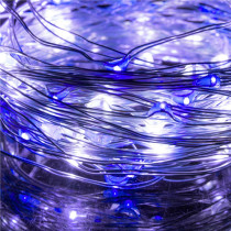 SPRINGOS - 20 LED (1,9m) vianočné nano LED svetielka z mikrodrôtov na 2xAA batérie - Studená biela + Modrá