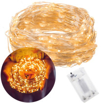 SPRINGOS - 100 LED (9,9m) vianočné nano LED svetielka z mikrodrôtov na 3xAA batérie - teplá biela