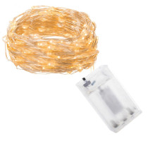 SPRINGOS - 100 LED (9,9m) vianočné nano LED svetielka z mikrodrôtov na 3xAA batérie - teplá biela