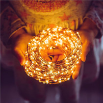 SPRINGOS - 100 LED (9,9m) vianočné nano LED svetielka z mikrodrôtov na 3xAA batérie - teplá biela