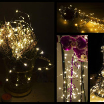 SPRINGOS - 100 LED (9,9m) vianočné nano LED svetielka z mikrodrôtov na 3xAA batérie - teplá biela