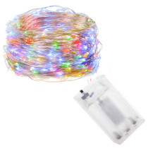 SPRINGOS - 100 LED (9,9m) vianočné nano LED svetielka z mikrodrôtov na 3xAA batérie - viacfarebné