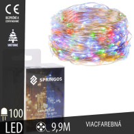 SPRINGOS - 100 LED (9,9m) vianočné nano LED svetielka z mikrodrôtov na 3xAA batérie - viacfarebné
