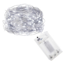 SPRINGOS - 100 LED (9,9m) vianočné nano LED svetielka z mikrodrôtov na 3xAA batérie - studená biela