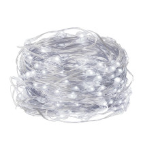 SPRINGOS - 100 LED (9,9m) vianočné nano LED svetielka z mikrodrôtov na 3xAA batérie - studená biela