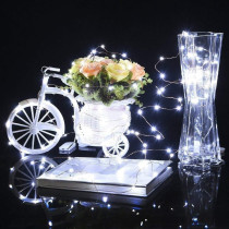 SPRINGOS - 100 LED (9,9m) vianočné nano LED svetielka z mikrodrôtov na 3xAA batérie - studená biela
