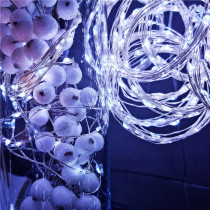 SPRINGOS - 100 LED (9,9m) vianočné nano LED svetielka z mikrodrôtov na 3xAA batérie - studená biela