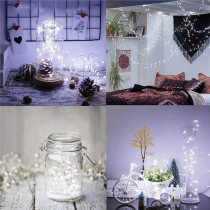 SPRINGOS - 100 LED (9,9m) vianočné nano LED svetielka z mikrodrôtov na 3xAA batérie - studená biela
