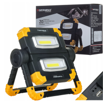 Germina Prenosný dobíjací LED reflektor s funkciou powerbanky, dvojitý 20W - IP44 - studená farba