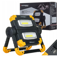 Germina Prenosný dobíjací LED reflektor s funkciou powerbanky, dvojitý 20W - IP44 - studená farba