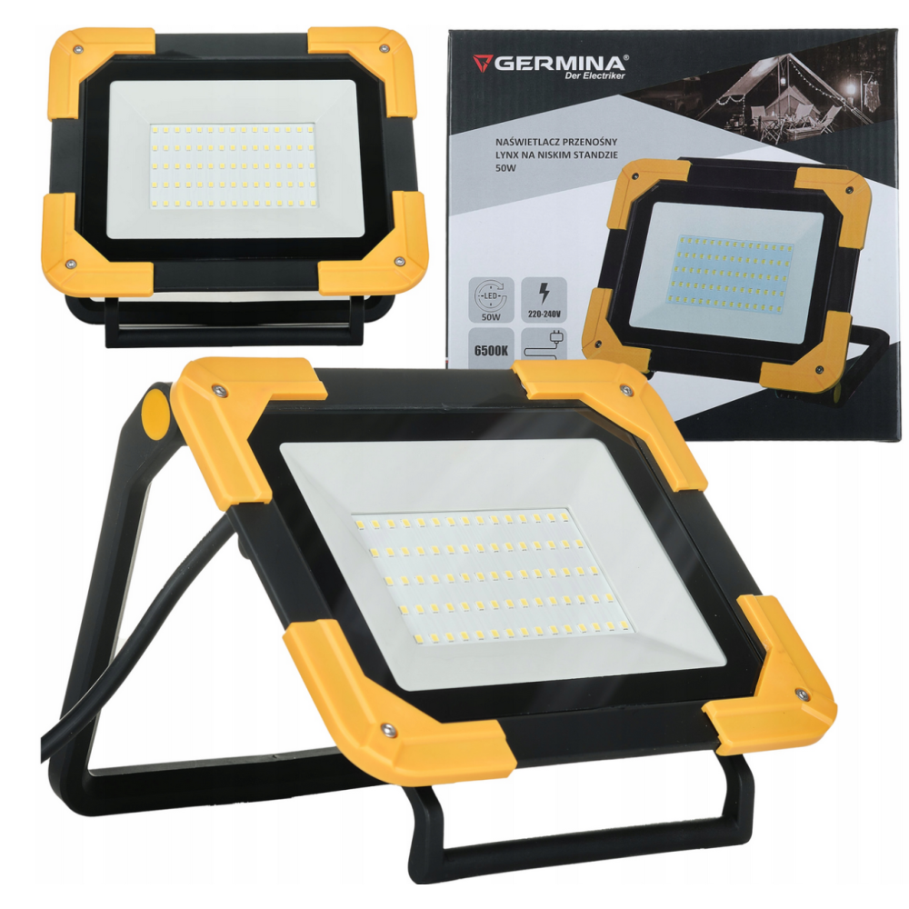 Germina Prenosný LED reflektor s rukoväťou 50W - IP65 - studená farba