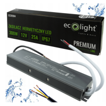 ECOLIGHT Hermetický LED zdroj 12V 300W IP67 vodeodolný