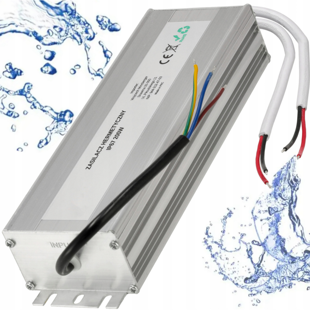 BERGE LED hermetický zdroj - 24V - 200W - 8,33A - IP67